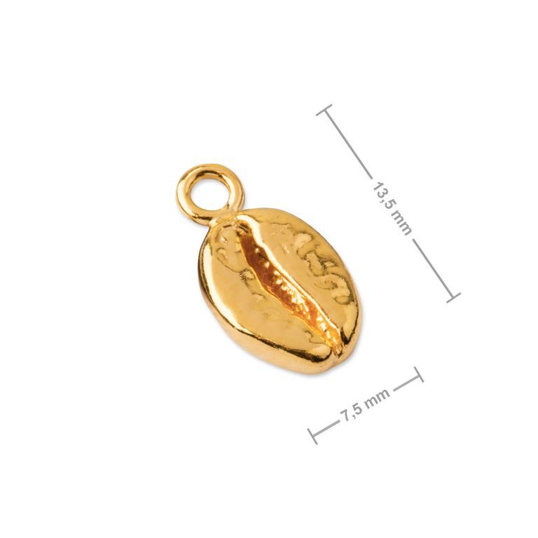 Silver pendant coffee bean gold plated No.1137