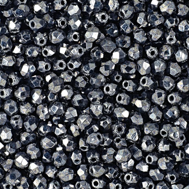 Glass fire polished beads 3mm Hematite