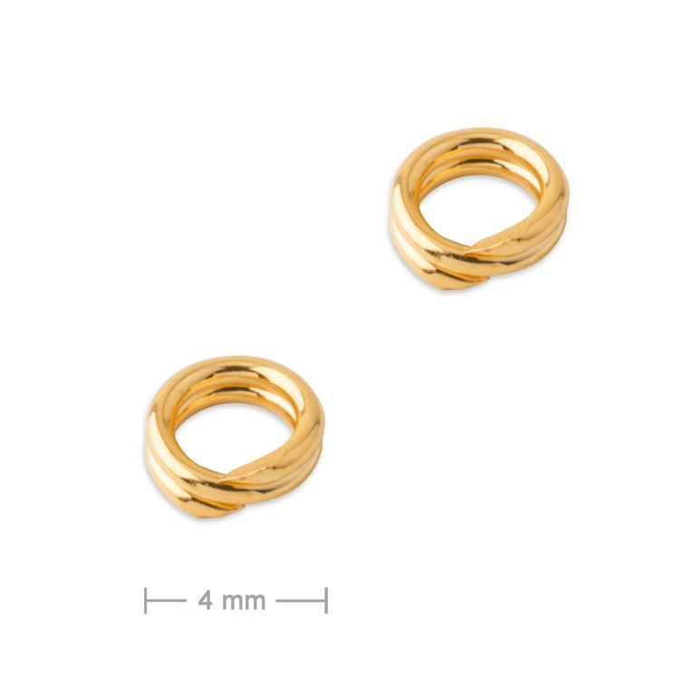 Stříbrný spojovací dvojitý kroužek 4 mm pozlacený 24K zlatem