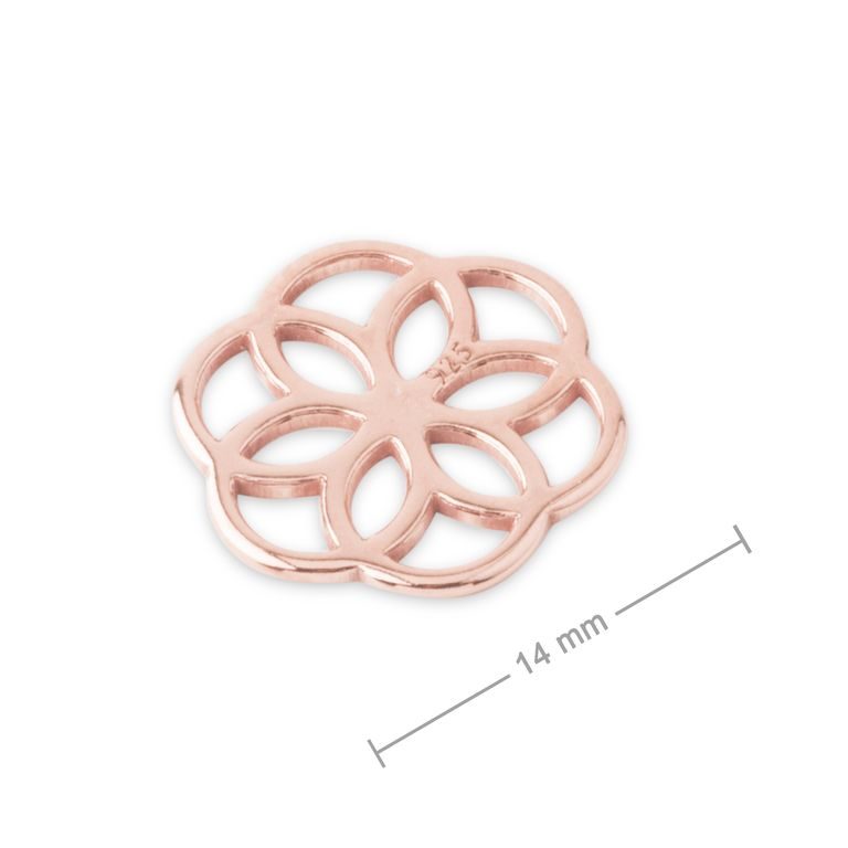 Silver connector flower rose gold-plated 10mm No.786