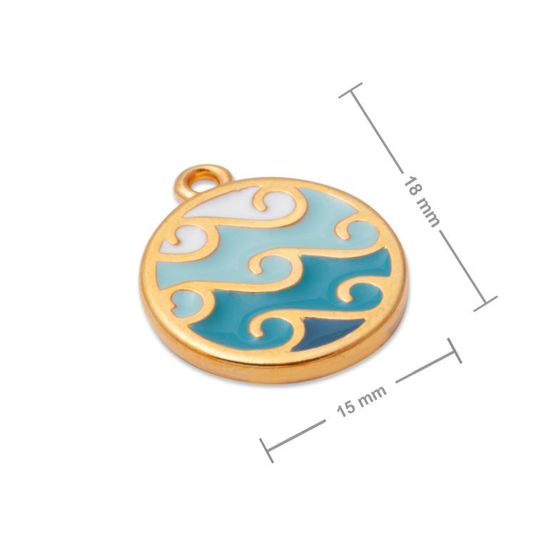 Manumi pendant waves in round frame 18x15mm gold-plated