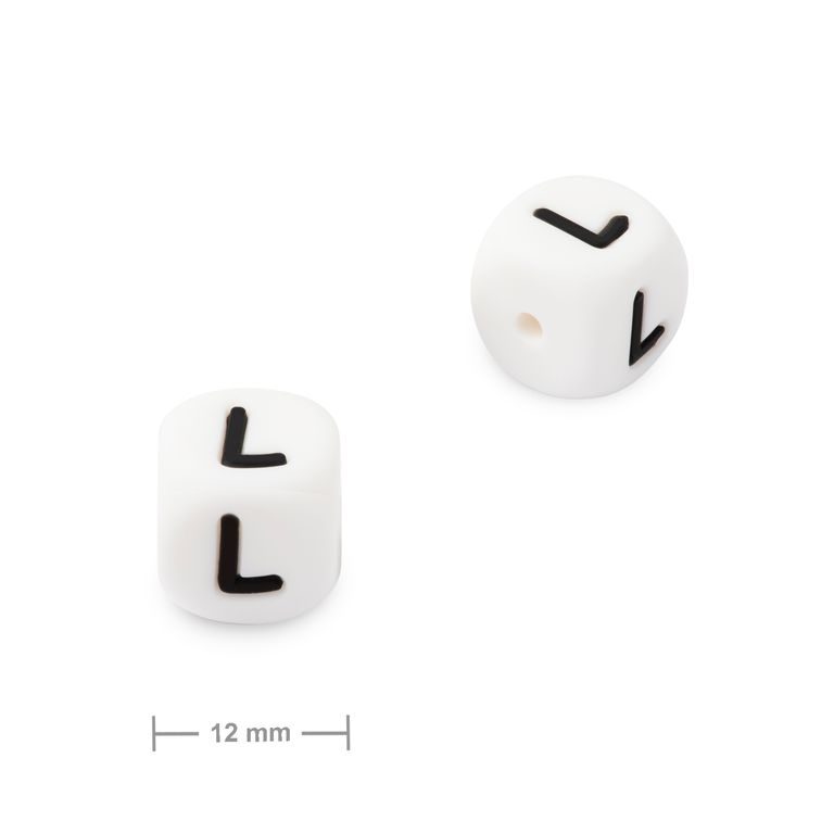 Silicone cube bead 12mm with letter L
