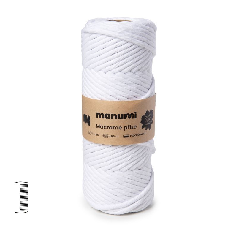 Manumi macramé priadza stáčaná 5mm biela