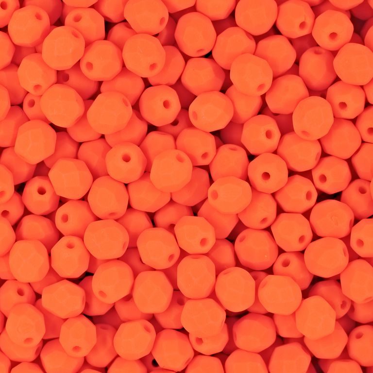 Glass fire polished beads 4mm Neon Orange