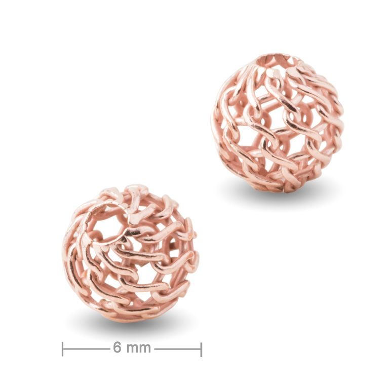 Silver filigree bead rose gold-plated 6mm No.700
