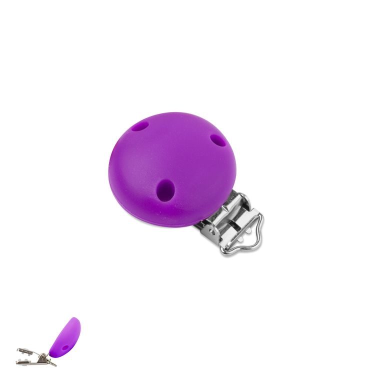 Silikonový klip na dudlík 34mm s kovovou sponou Lavender