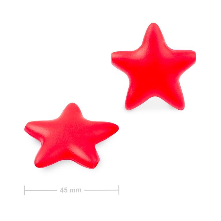 Silikonové korálky hvězdička 45x45mm Rose Red