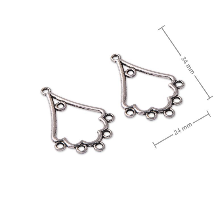Chandelier earring findings 34x24mm staroin the colour of silver