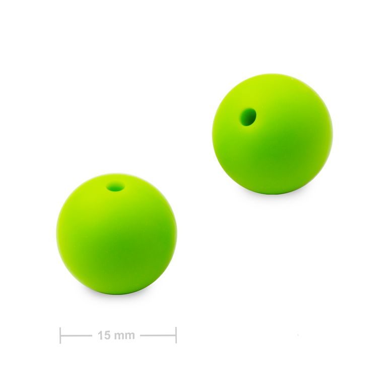 Silikonové kulaté korálky 15mm Chartreuse Green