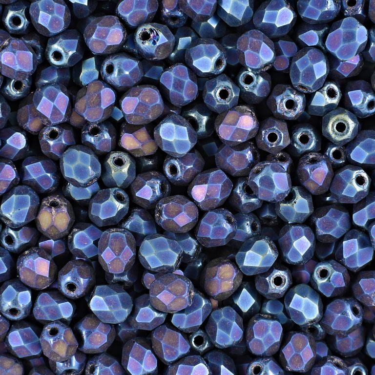 Manumi české broušené korálky 4mm Matte Iris Blue