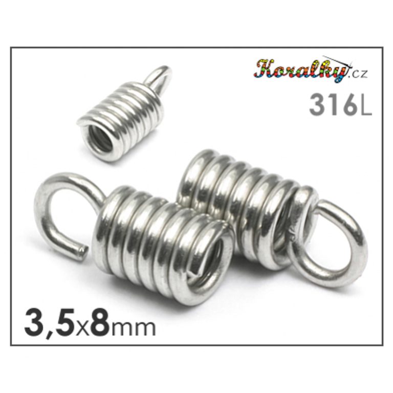 Bižuterní koncovka pérová z chirurgické oceli 316L 8x3,5mm