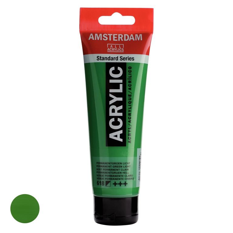Amsterdam acrylic paint in a tube Standart Series 120 ml 618 Permanent Green light
