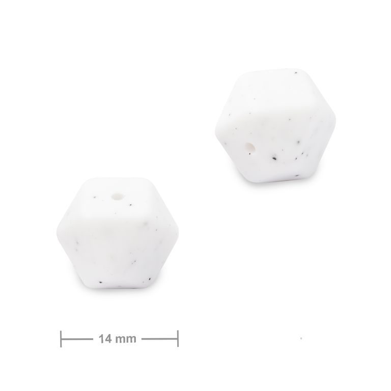 Silikonové korálky hexagon 14mm White Galaxy