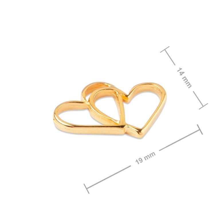 Manumi connector double heart 19x14mm gold-plated