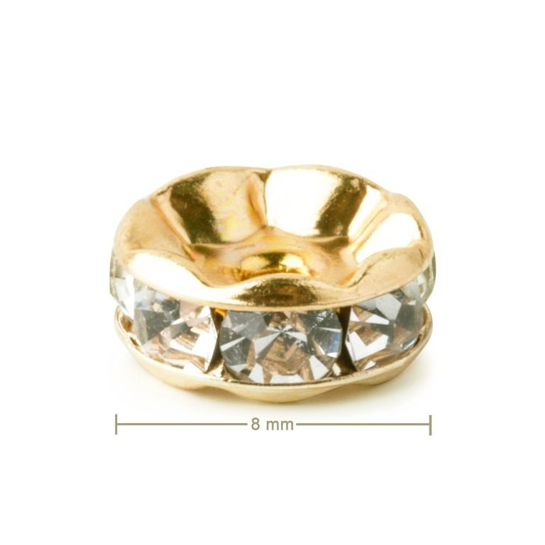 Rhinestone rondelle 8mm gold Crystal