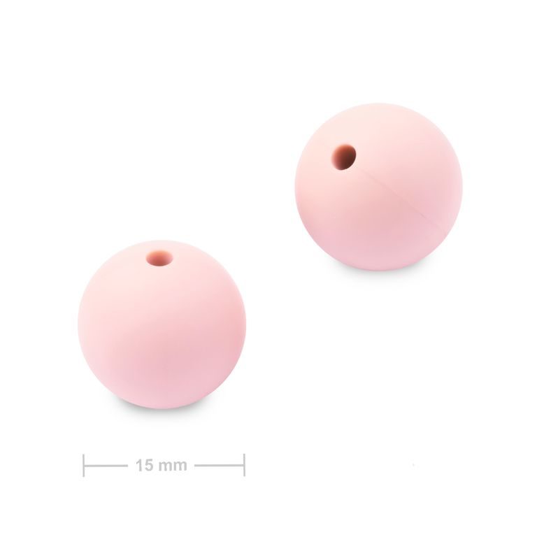 Silikonové kulaté korálky 15mm Baby Pink