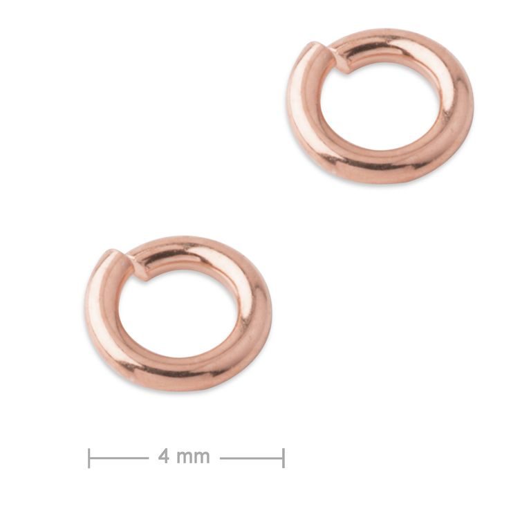 Stříbrný spojovací kroužek 4 mm pozlacený 18K růžovým zlatem