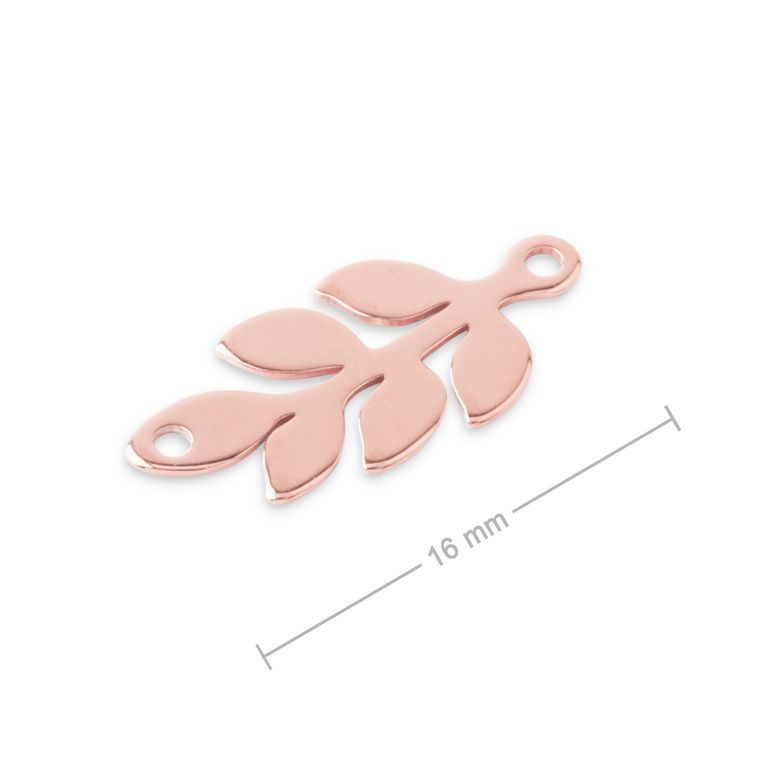 Silver connector leaf rose gold-plated 16mm No.774