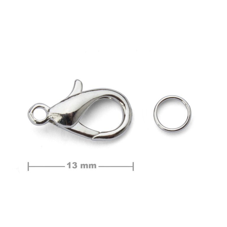 Jewellery lobster clasp 13mm in the colour of platinum