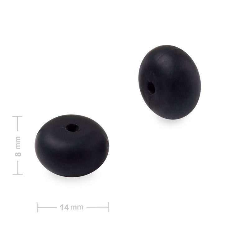 Silikonové korálky rondelky 14x8mm Black