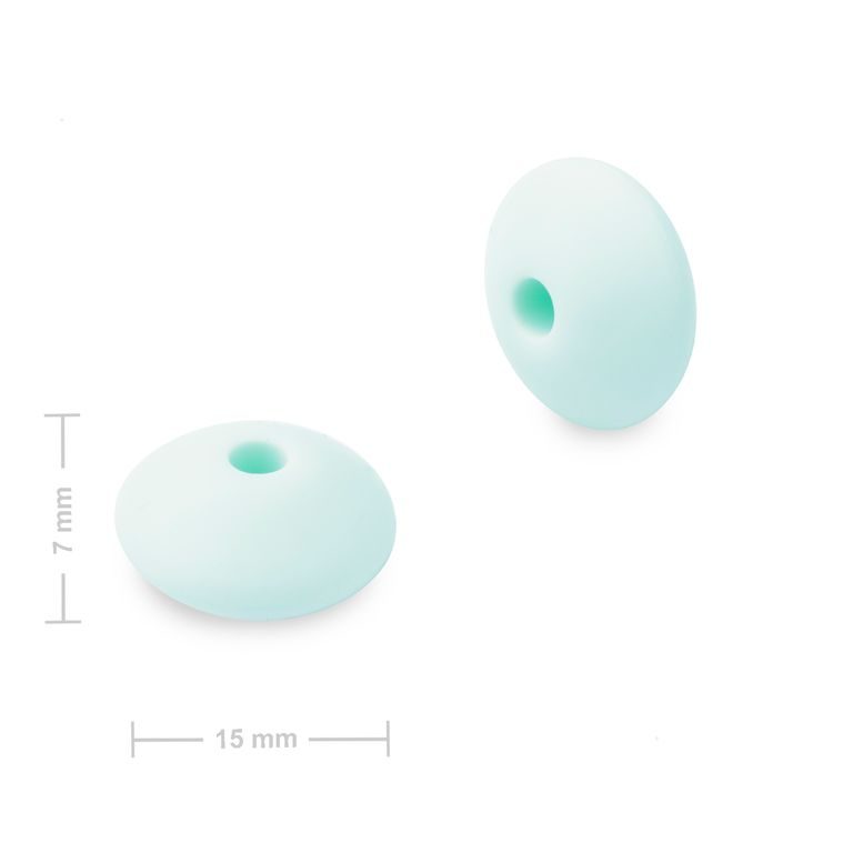Silicone lentil beads 12x7mm Baby Blue
