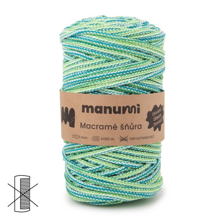 Manumi macramé cord 5mm shades of green