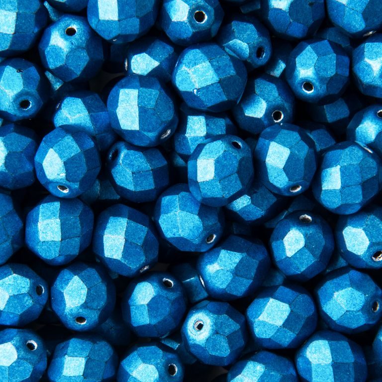Glass fire polished beads 8mm Metallic Marina