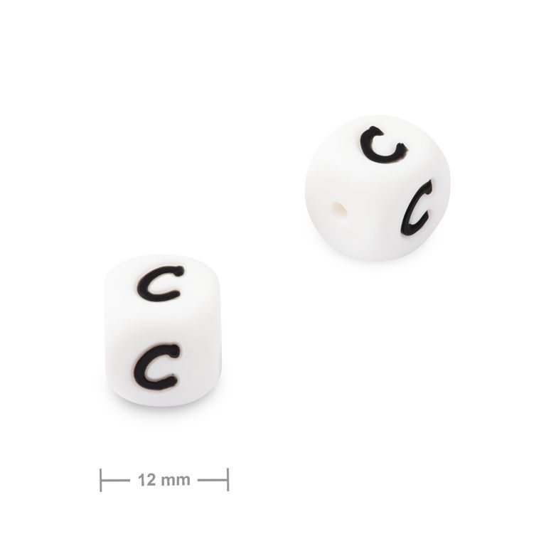 Silicone cube bead 12mm with letter C