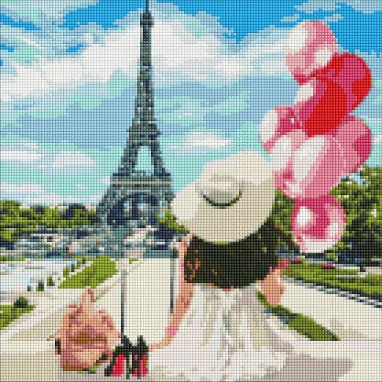 Diamantové malování obraz s Eiffelovou věží v Paříži 40х40cm