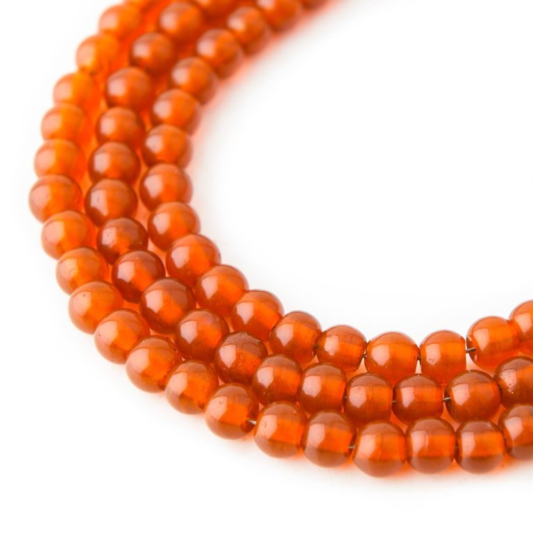 Glass Mala beads 6mm/17cm orange