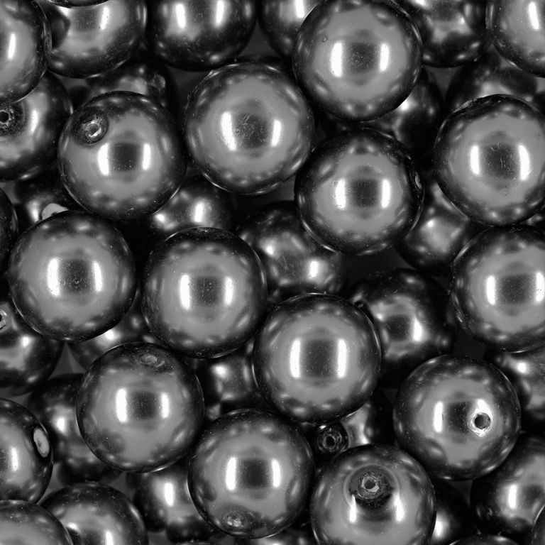 Glass pearls 14mm hematite