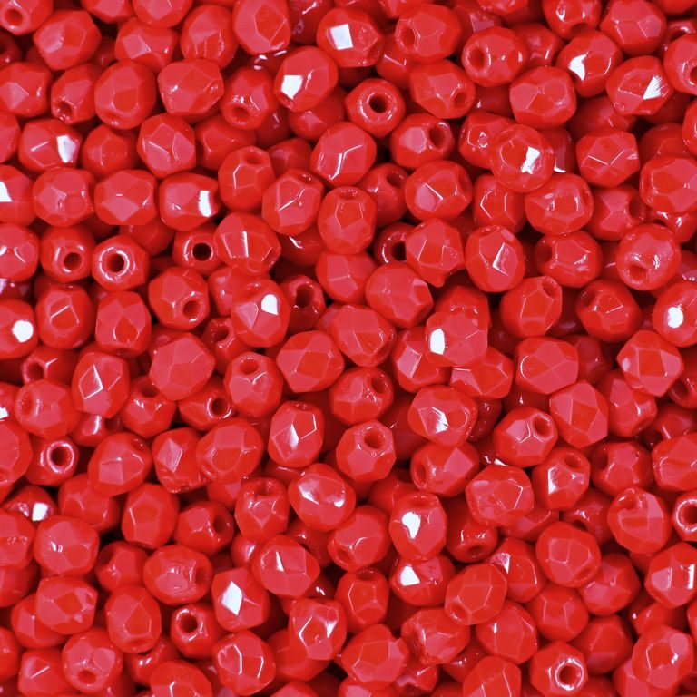 Glass fire polished beads 3mm Opaque Light Red