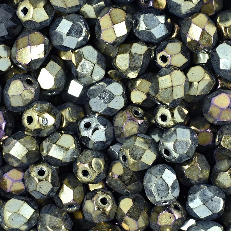 Glass fire polished beads 6mm Iris Brown