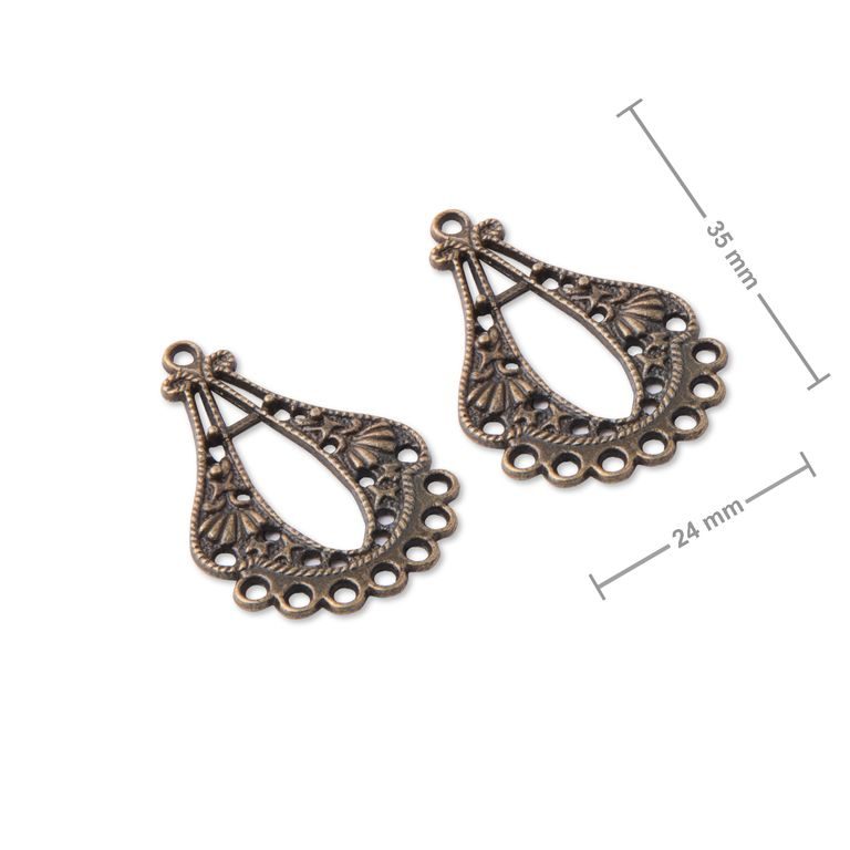 Chandelier earring findings 35x24mm antique brass