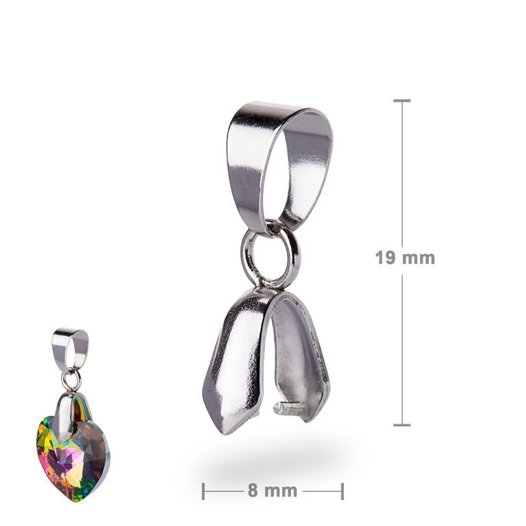 Stainless steel 316L pendant bail with loop 19x8mm