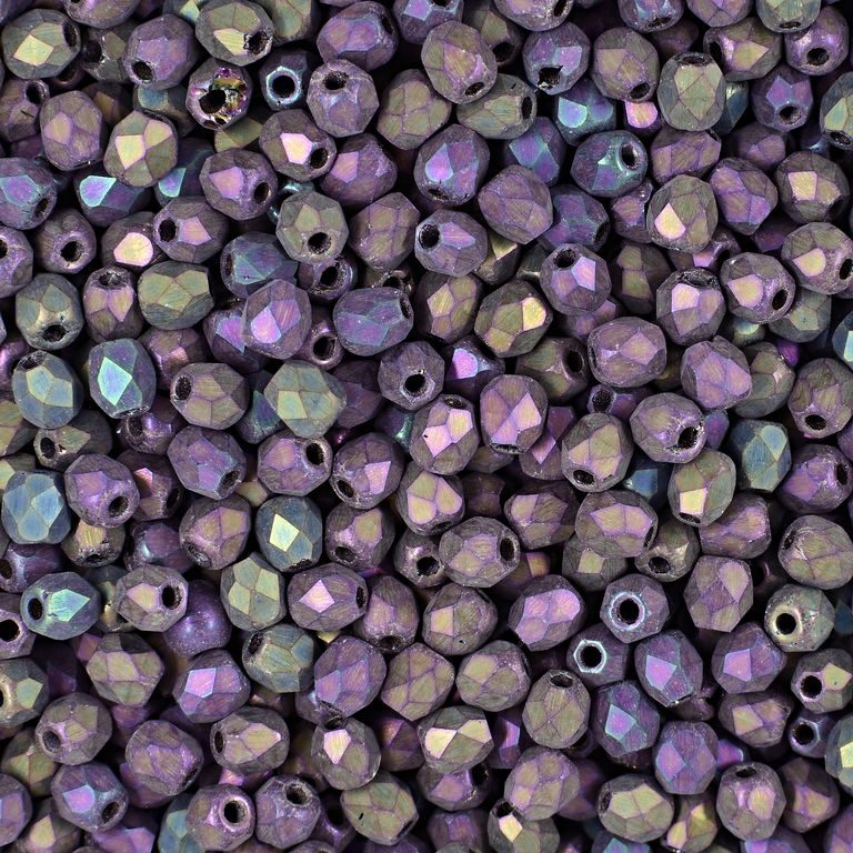 Glass fire polished beads 3mm Matte Iris Purple