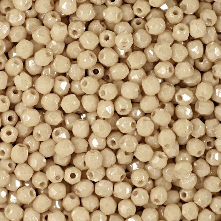 Glass fire polished beads 3mm Luster Opaque Champagne