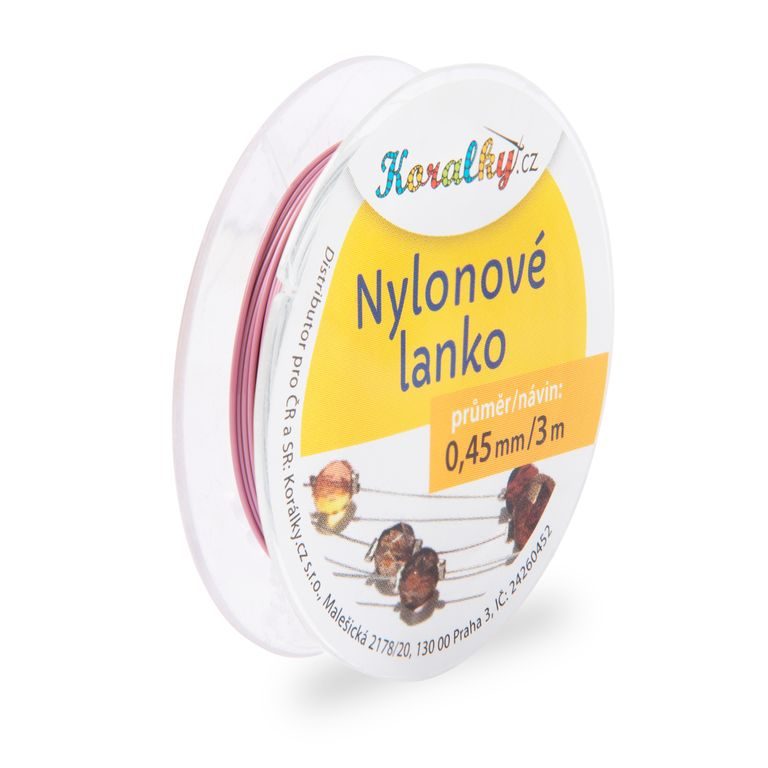 Nylónove lanko 0,45mm/3m pastelovo ružove č.4