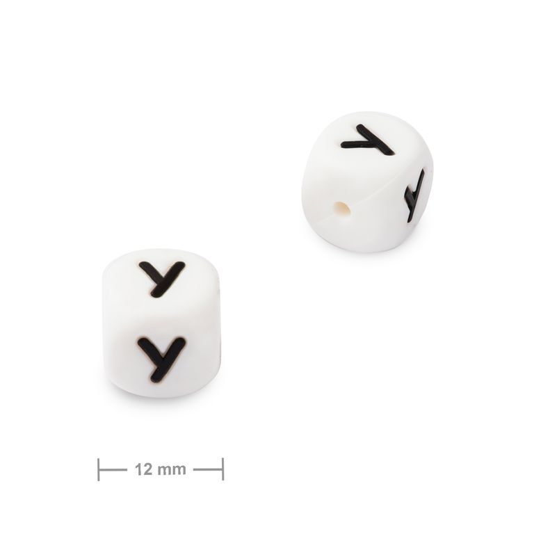 Silicone cube bead 12mm with letter Y