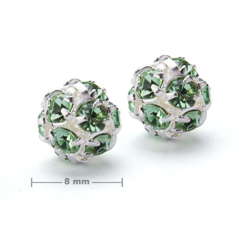 Rhinestone ball 8mm silver Peridot