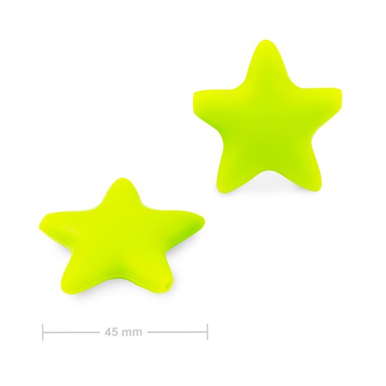 Silikonové korálky hvězdička 45x45mm Chartreuse Green