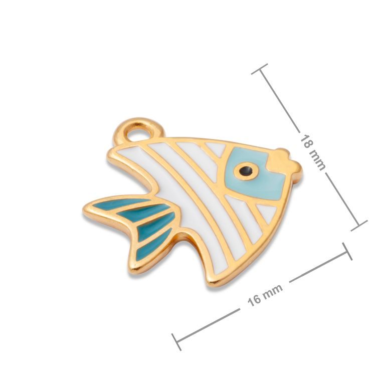 Manumi pendant white little fish 18x16mm gold-plated