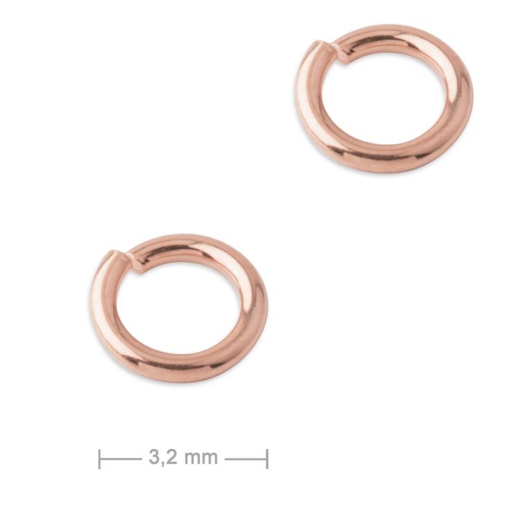 Stříbrný spojovací kroužek 3,2 mm pozlacený 18K růžovým zlatem