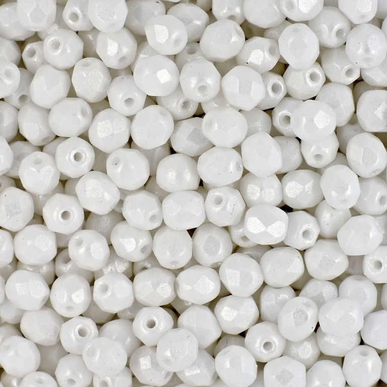 Glass fire polished beads 4mm Pearl Shine White