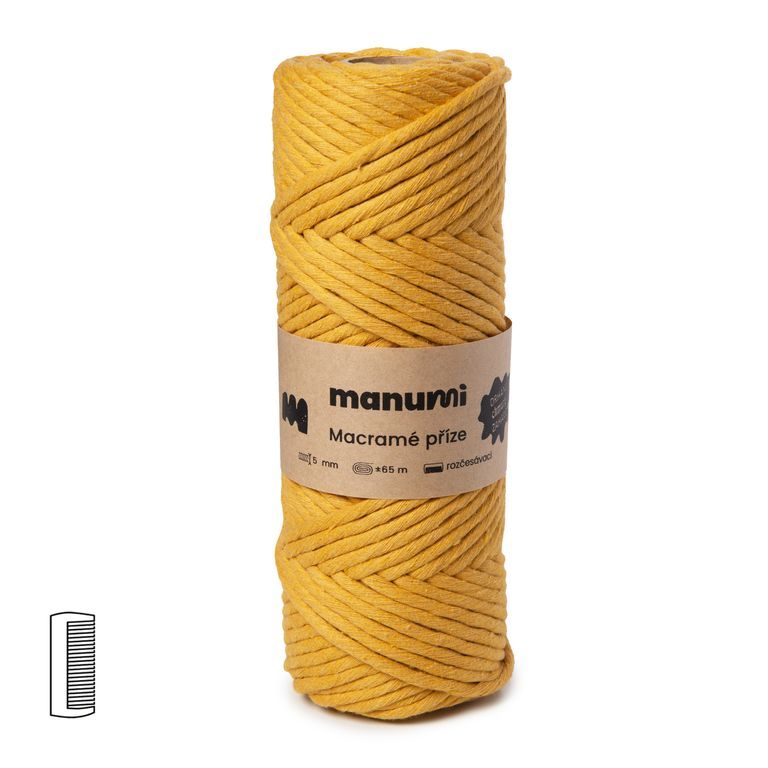 Manumi macramé twisted yarn 5mm mustard