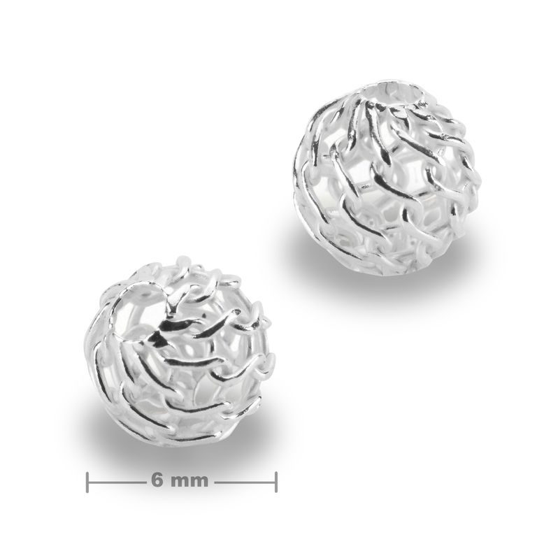 Sterling silver 925 filigree bead 6mm No.392