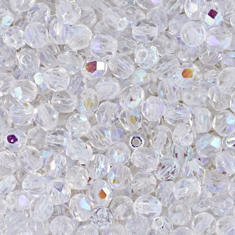 Glass fire polished beads 4mm Crystal AB