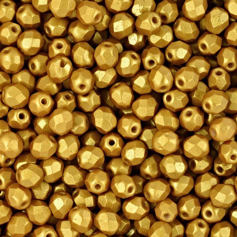 Manumi české broušené korálky 4mm Gold Shine Gold