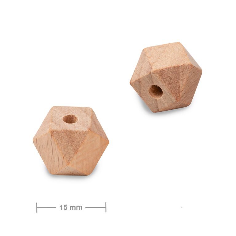Wooden beads hexagon 15mm