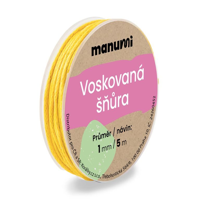 Voskovaná šňůra 1mm/5m žlutá